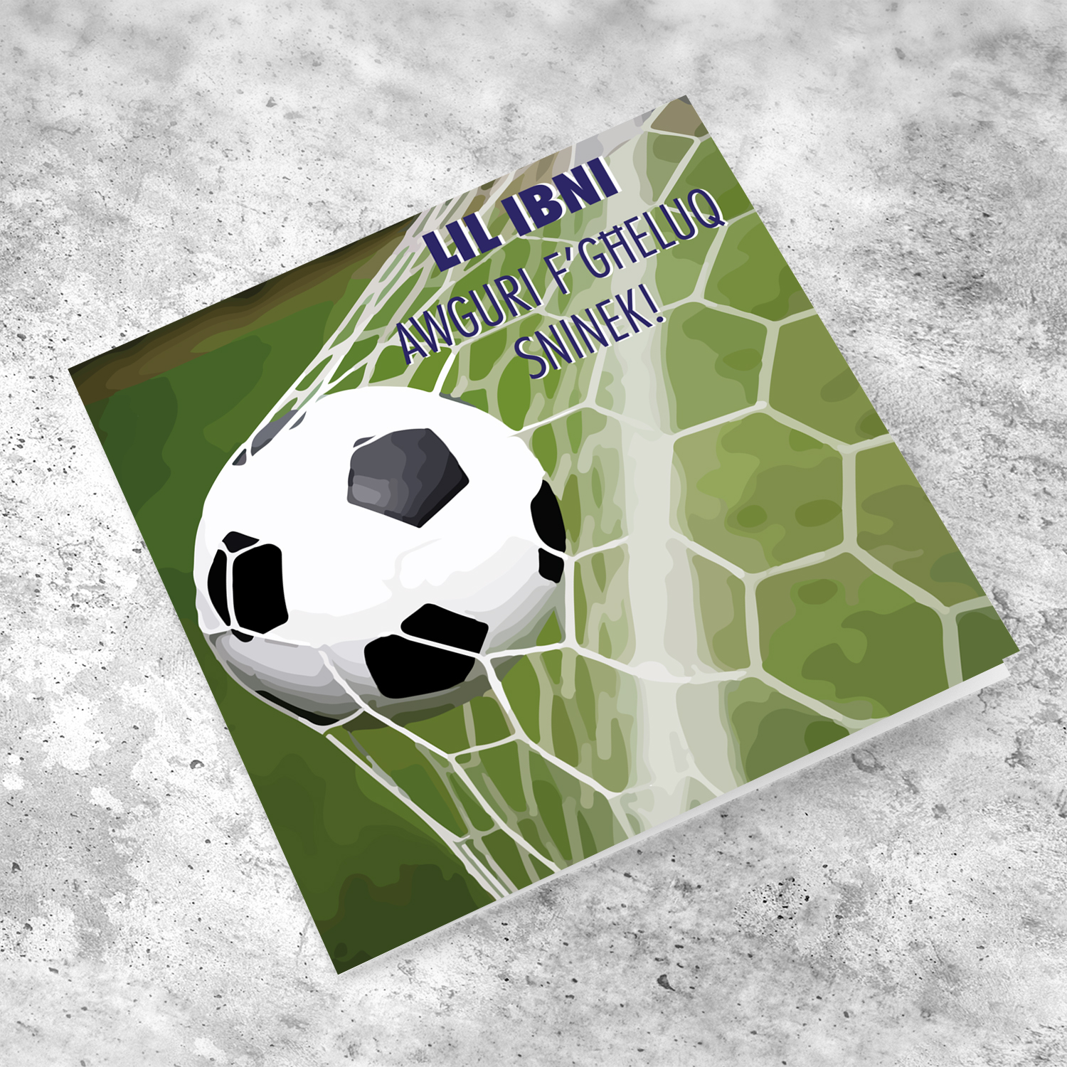 Football themed birthday card for Son in Maltese