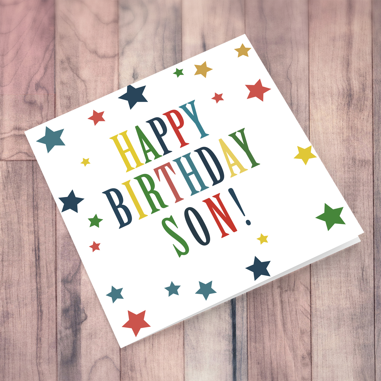 Colourful stars themed birthday card for son in English