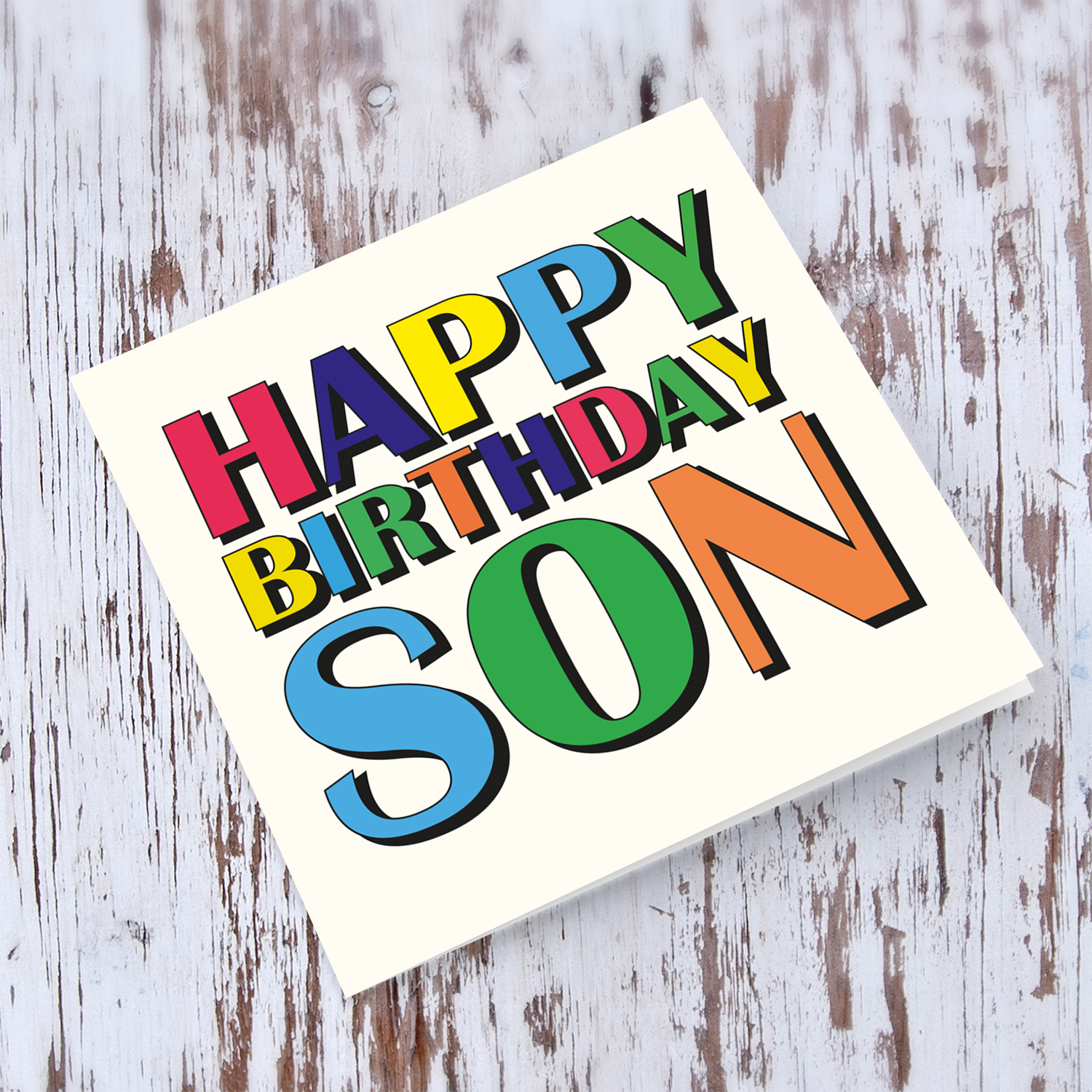 Colourful wording birthday card for son in English