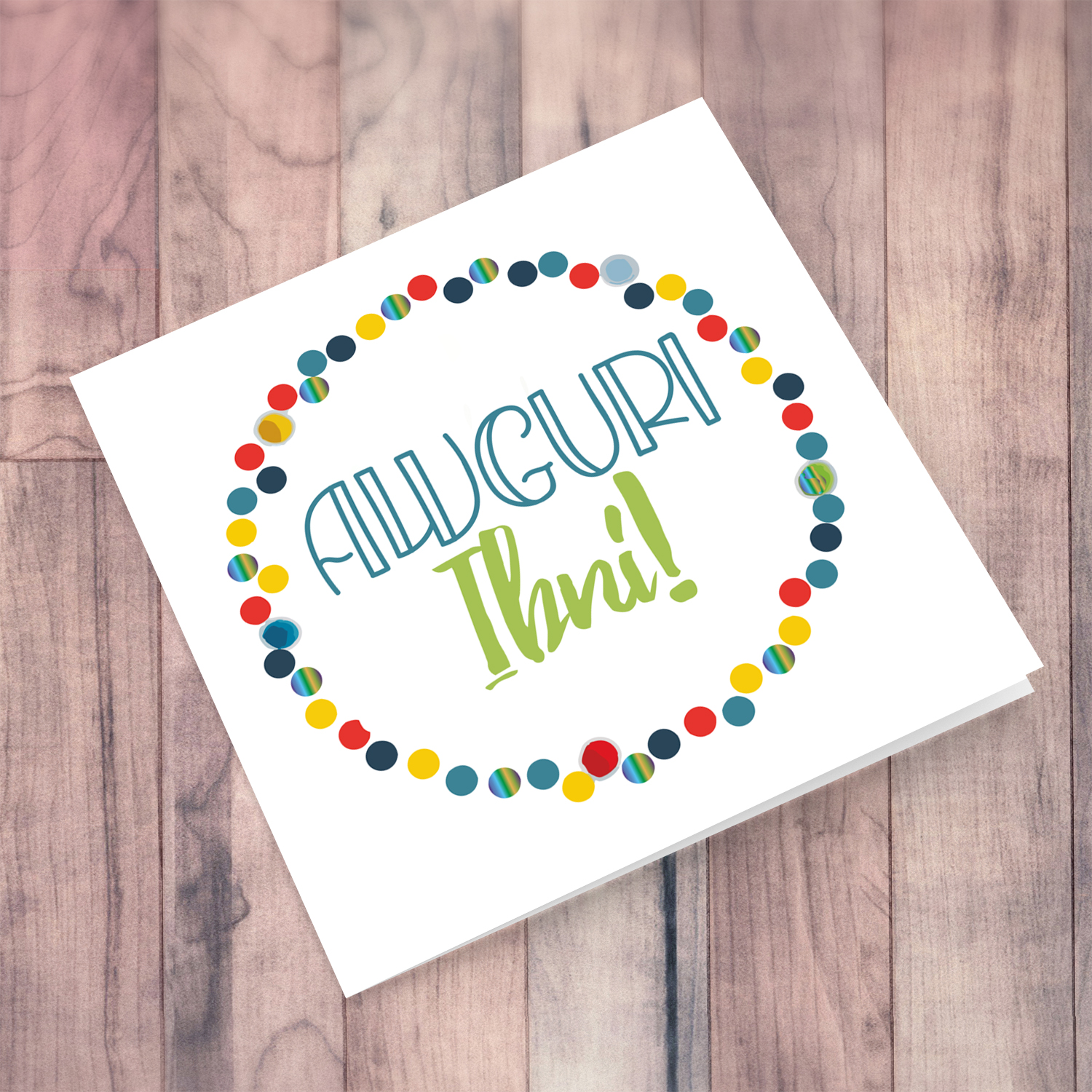 Colourful circles and text birthday card for son  in Maltese