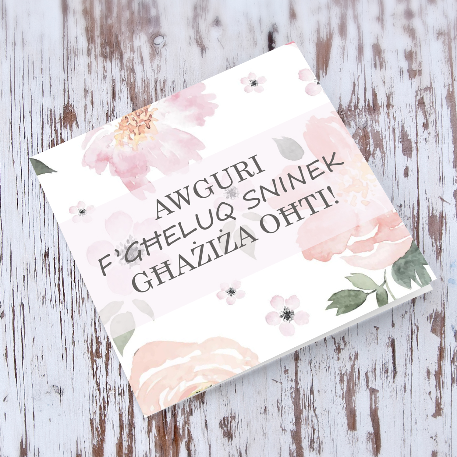Floral background with light pink roses for sister in Maltese