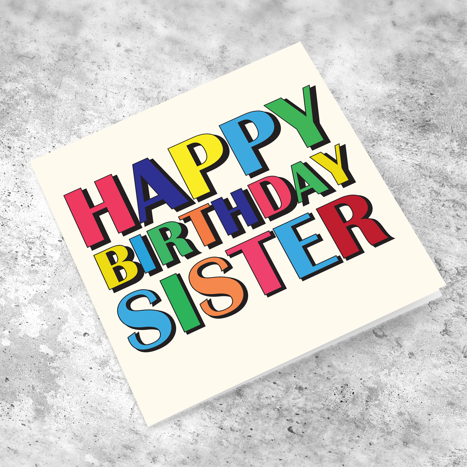 Colourful wording birthday card for Sister in English