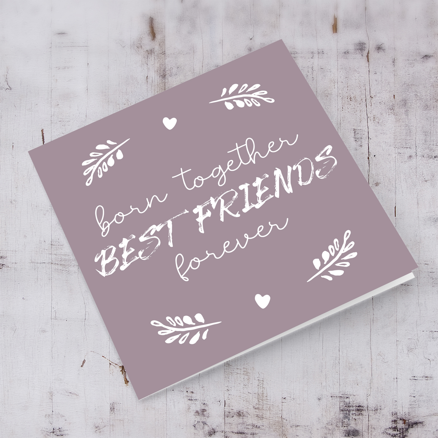 Old rose background with white wording birthday card for twins in English