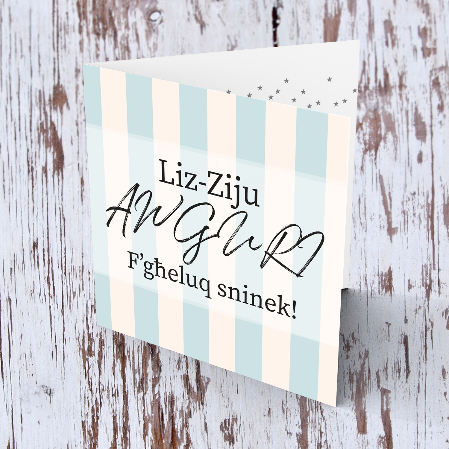 Striped background birthday card for uncle in Maltese