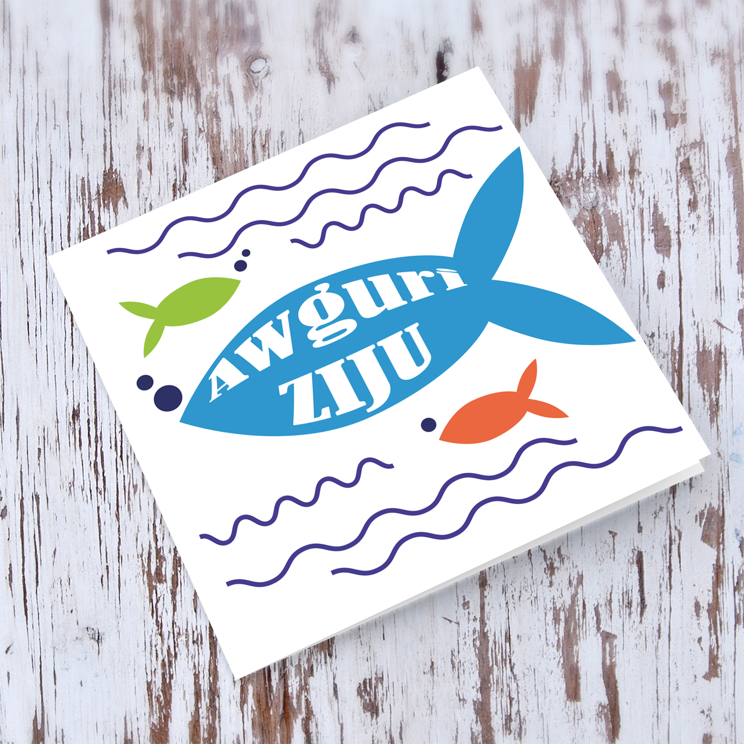 Colourful fish themed birthday card for uncle in Maltese 