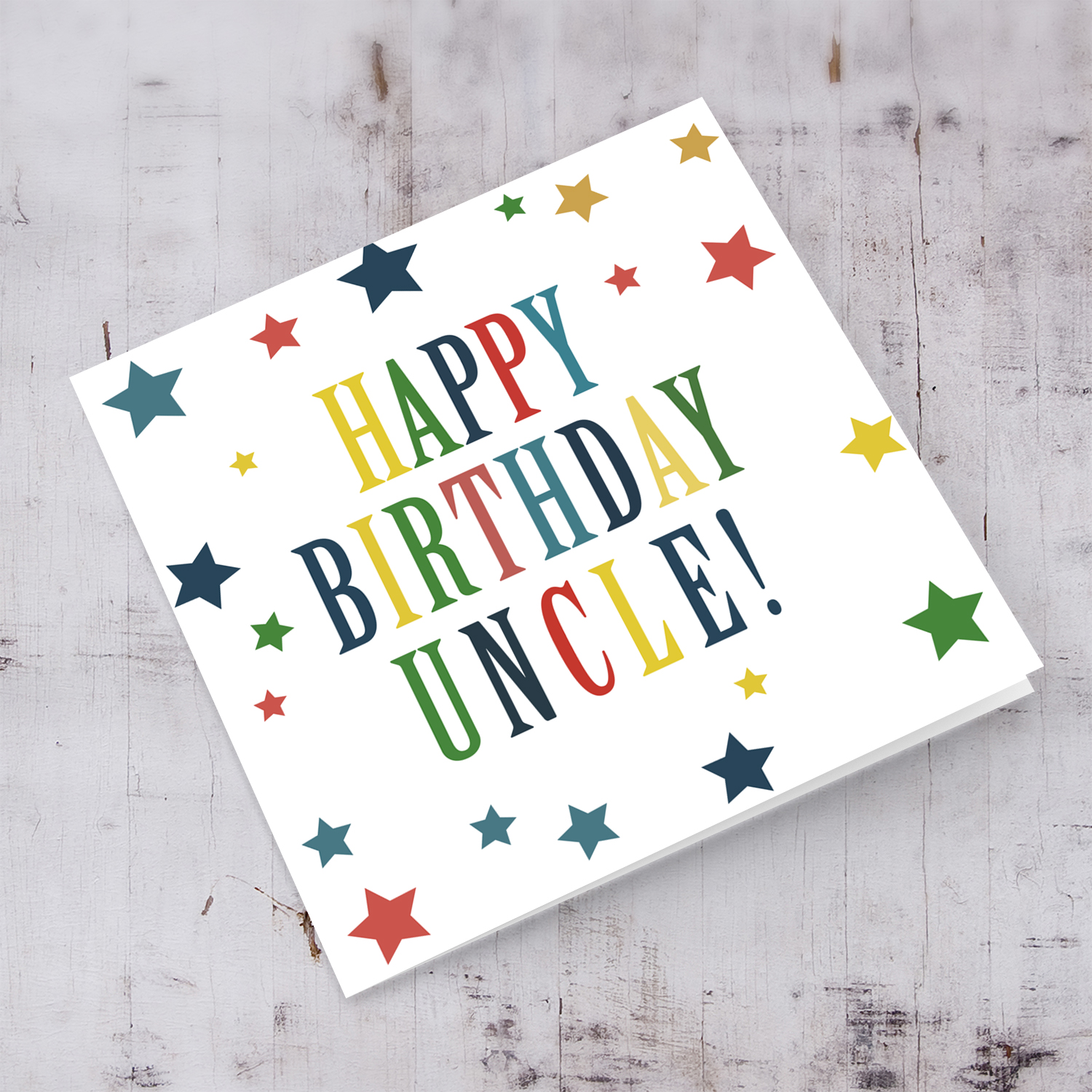 Colourful stars themed birthday card for Uncle in English