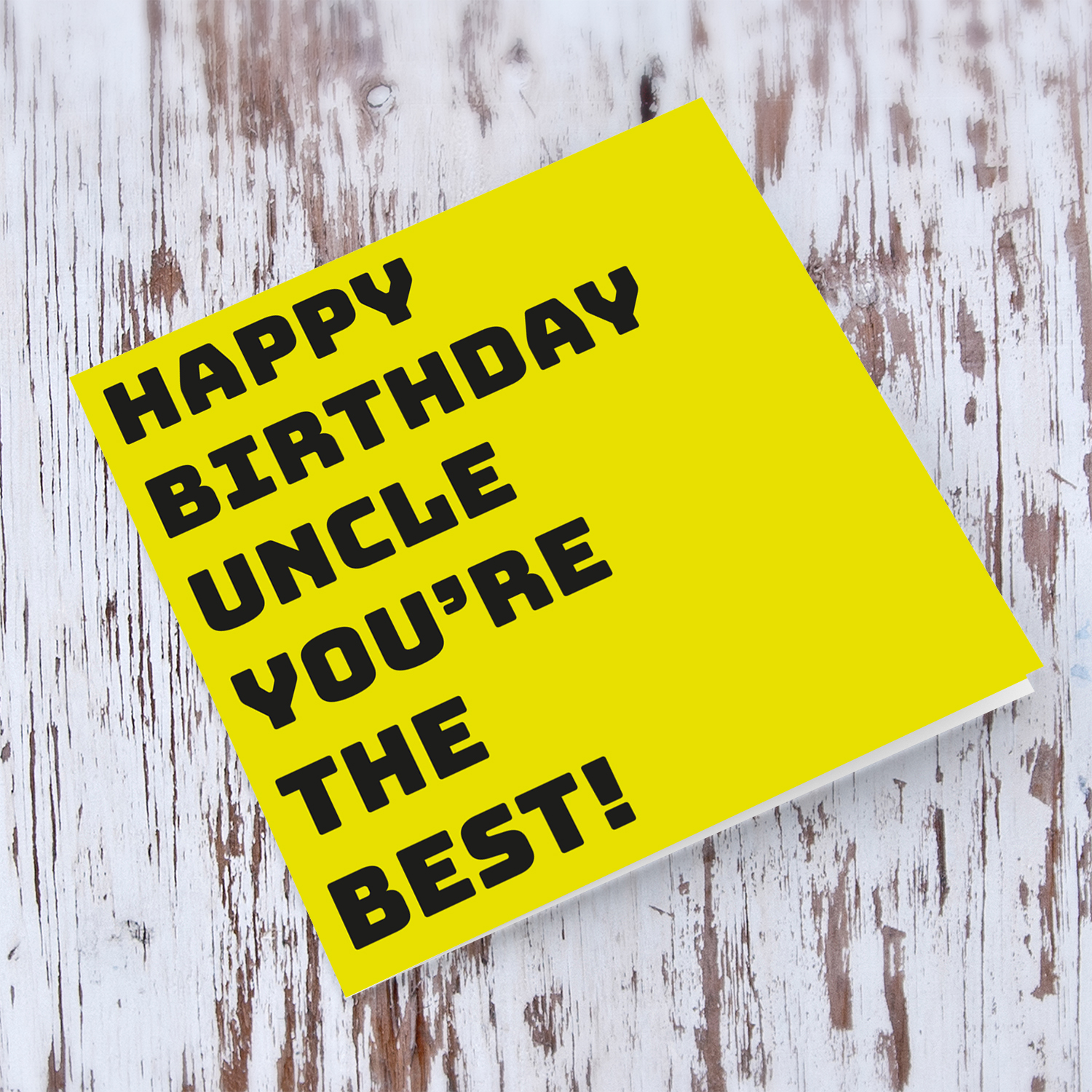 Yellow block colour background birthday card for uncle in English
