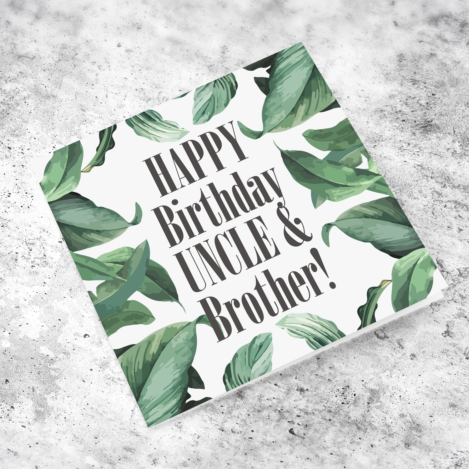 Green leaves themed birthday card for Uncle & Brother in English (2 in 1)