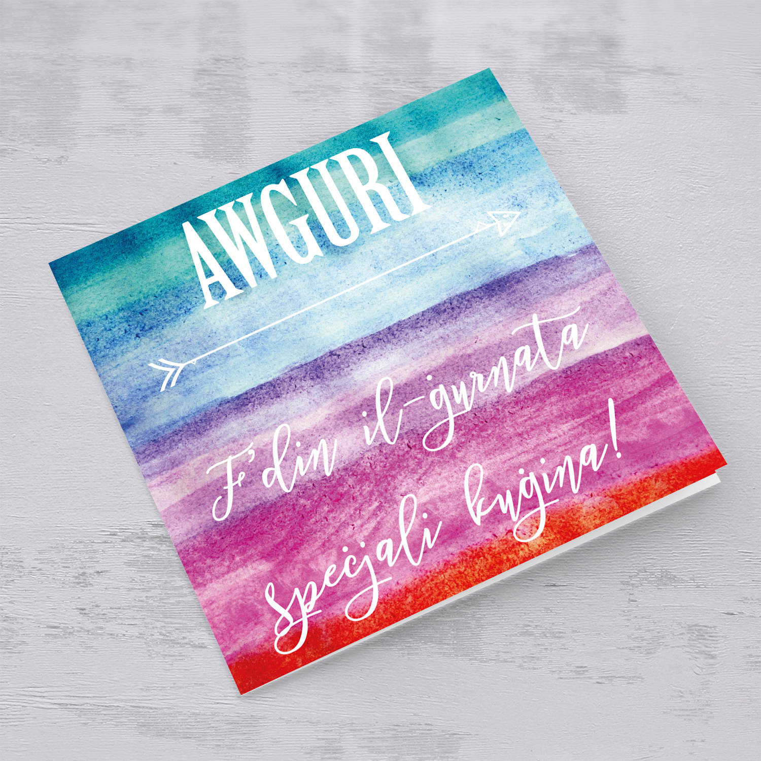 Abstract open card for cousin in Maltese