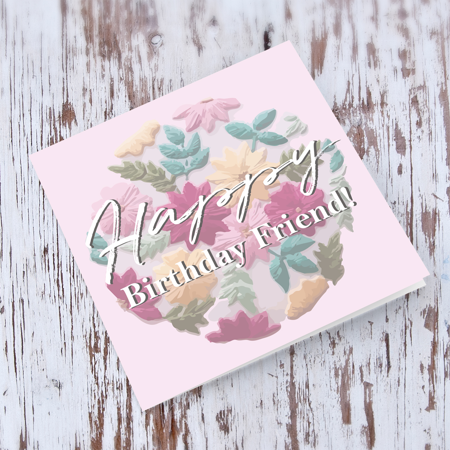 Floral themed birthday card for friend in English