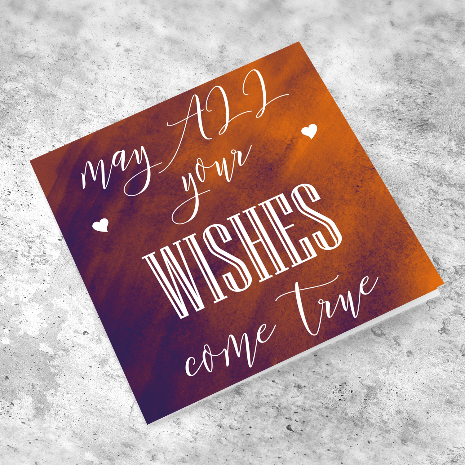 Orange and purple background birthday card in English!