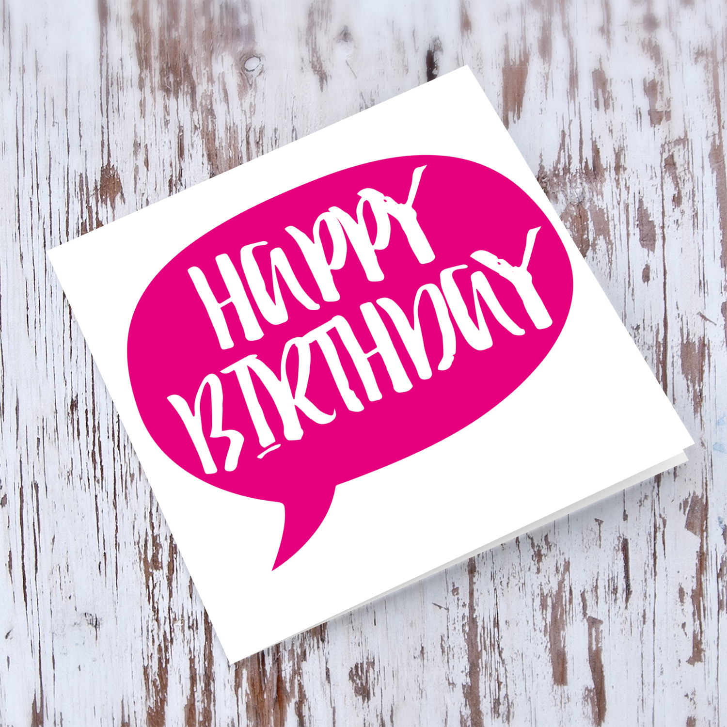 Bright Pink Speech bubble themed birthday card in English