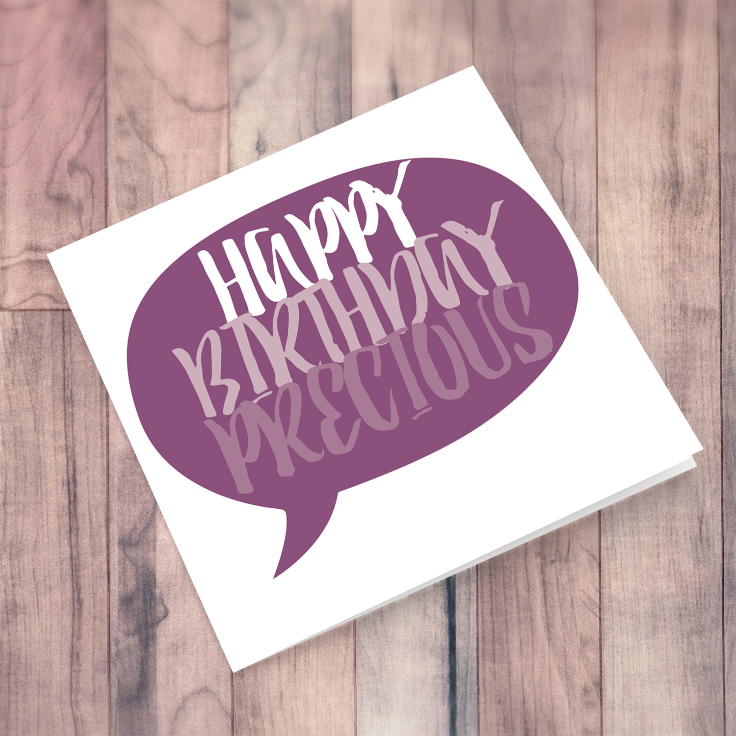 Speech bubble themed birthday card in purple tones (English) for someone precious