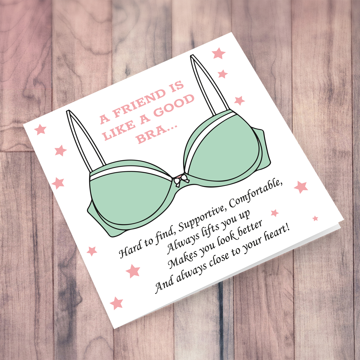 Funny Bra themed birthday card for a friend in English