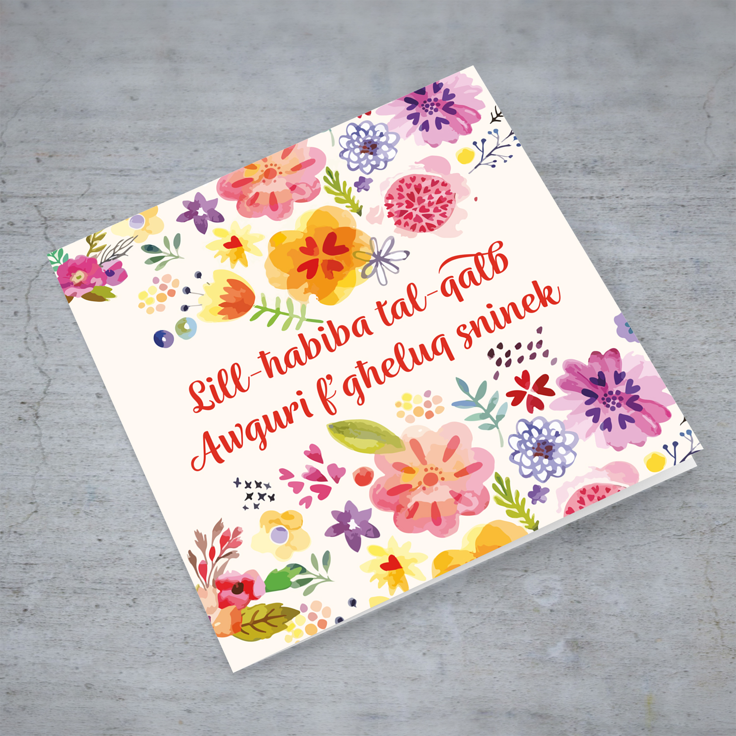 Colourful floral birthday card for best friend / bestie in Maltese