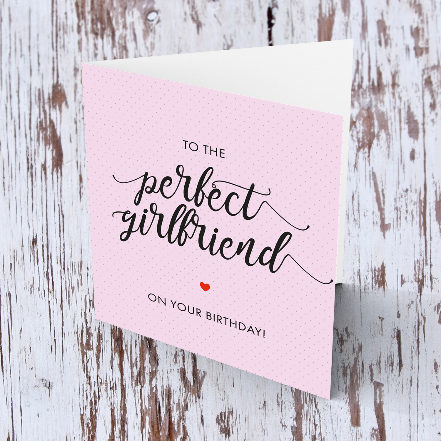 Light pink dotted background birthday card for girlfriend in English