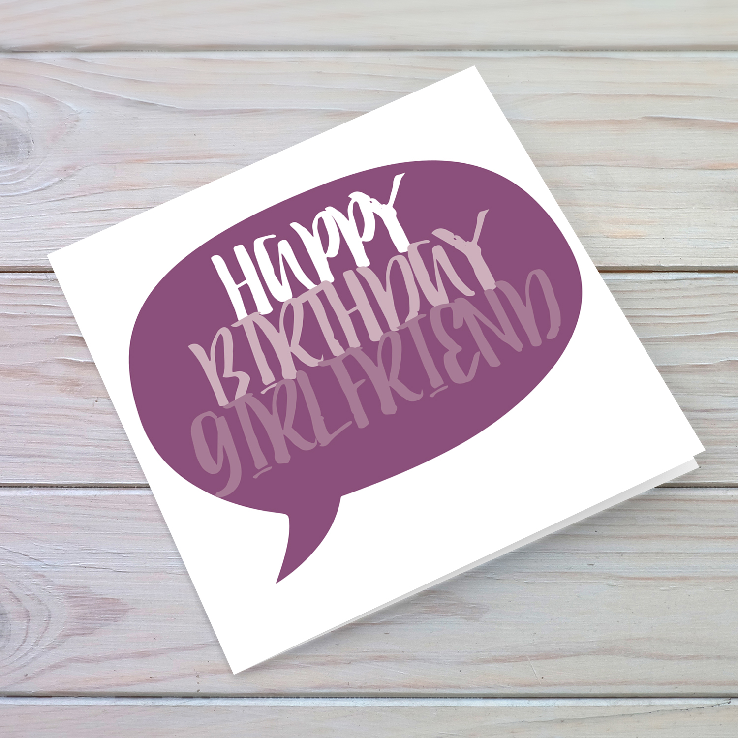 Speech bubble themed birthday card in purple tones (English) for Girlfriend