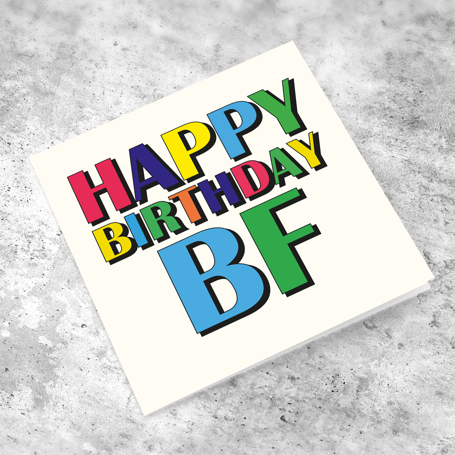 Colourful wording birthday card for boyfriend in English