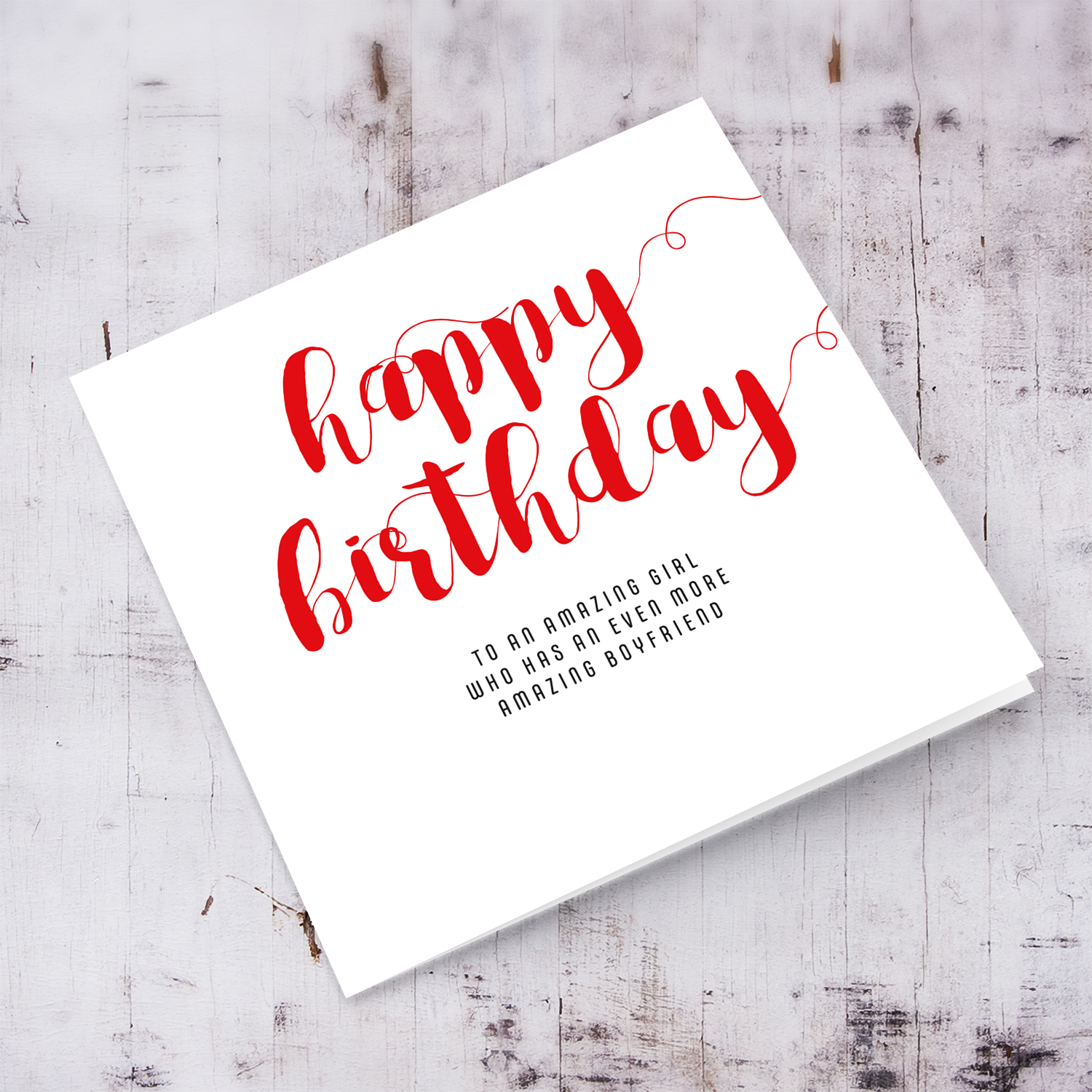 Funny minimalist birthday card for girlfriend in English