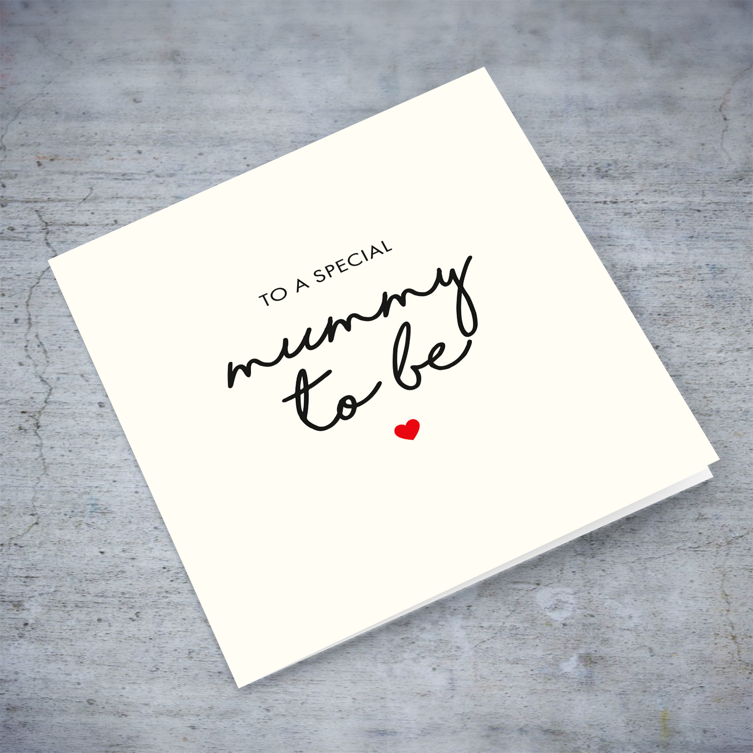 To a special mummy to be minimalist baby shower card with red heart in English