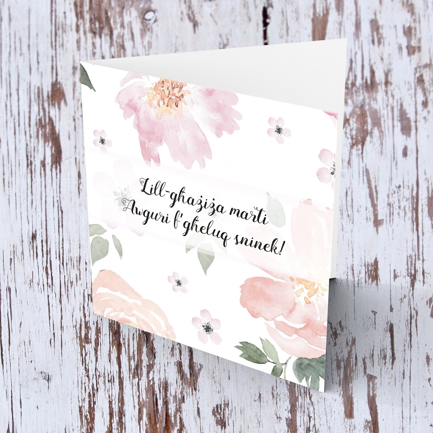 Floral background with light pink roses for wife in Maltese