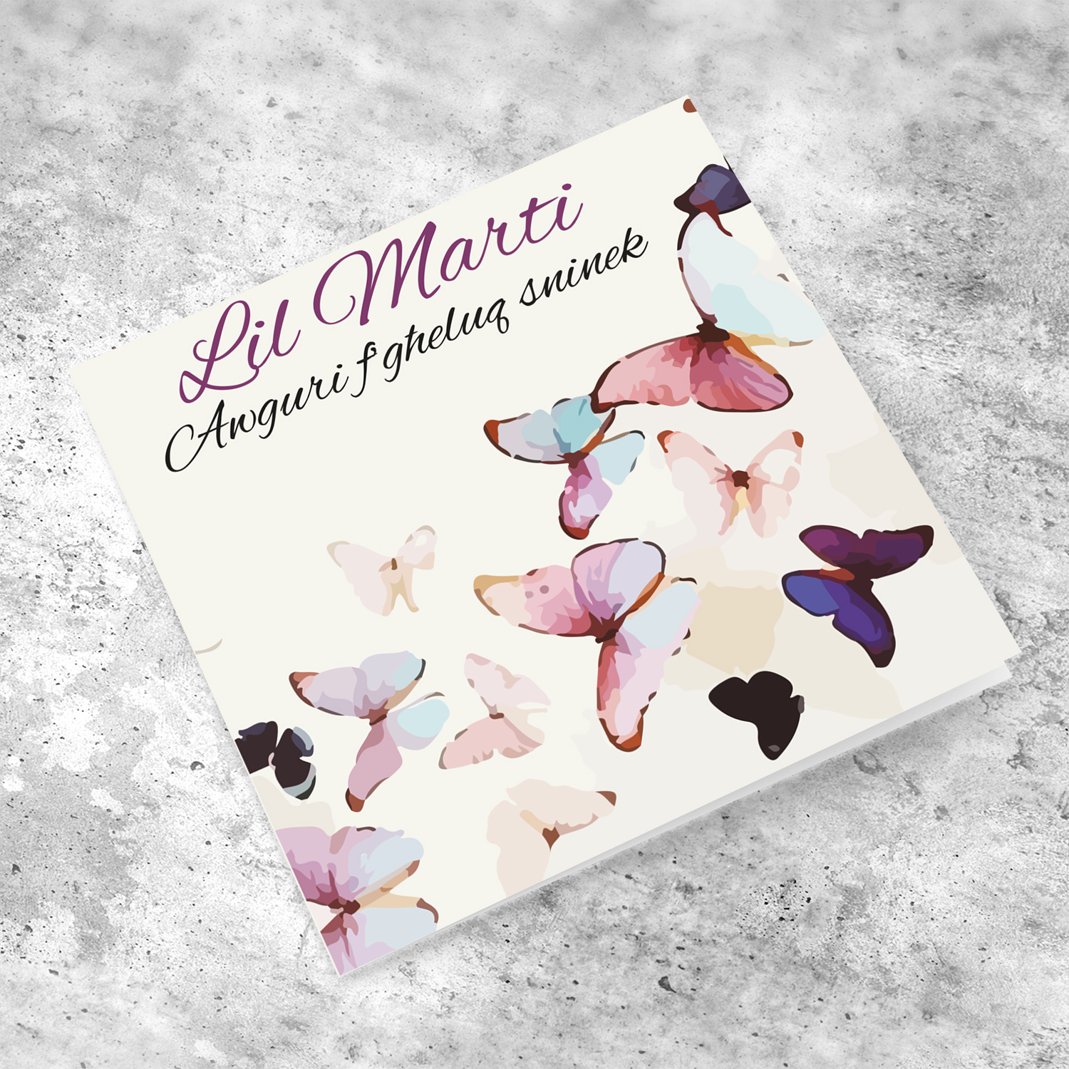 Butterfly themed birthday card for wife in Maltese