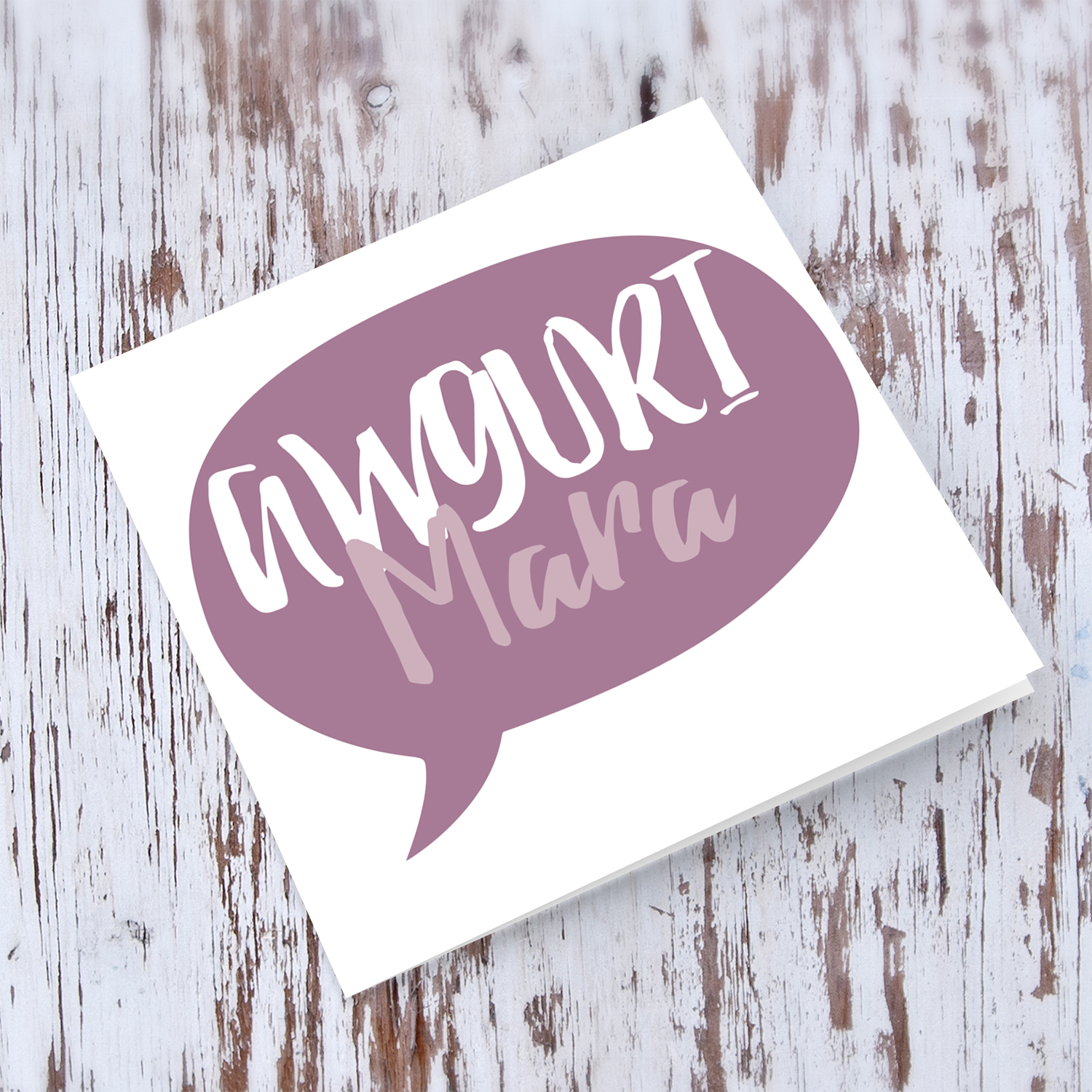 Purple speech bubble themed birthday card for Wife in Maltese