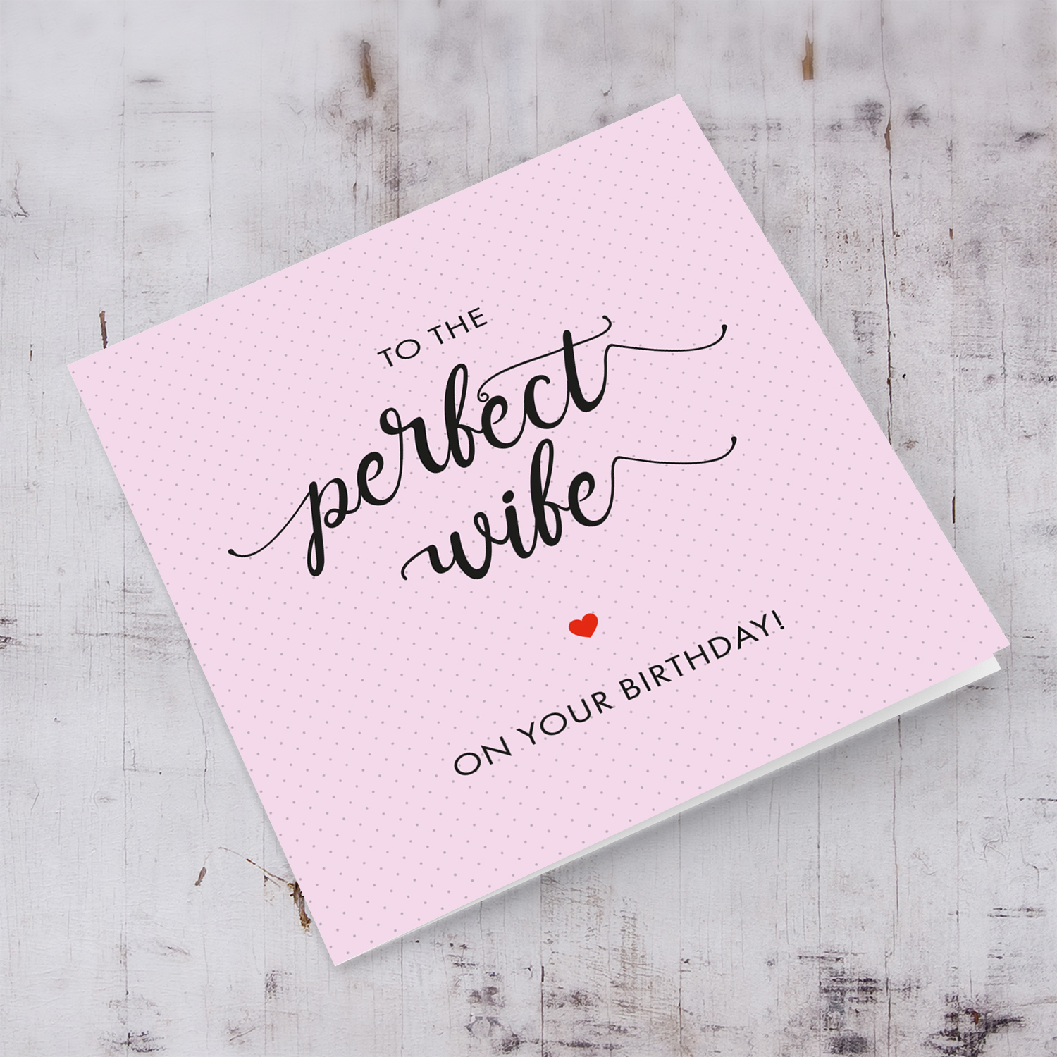Light pink dotted background birthday card for wife in English