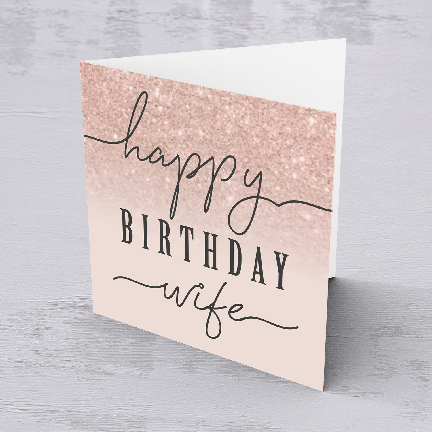 Dusty rose with sparkly background birthday card for wife in English