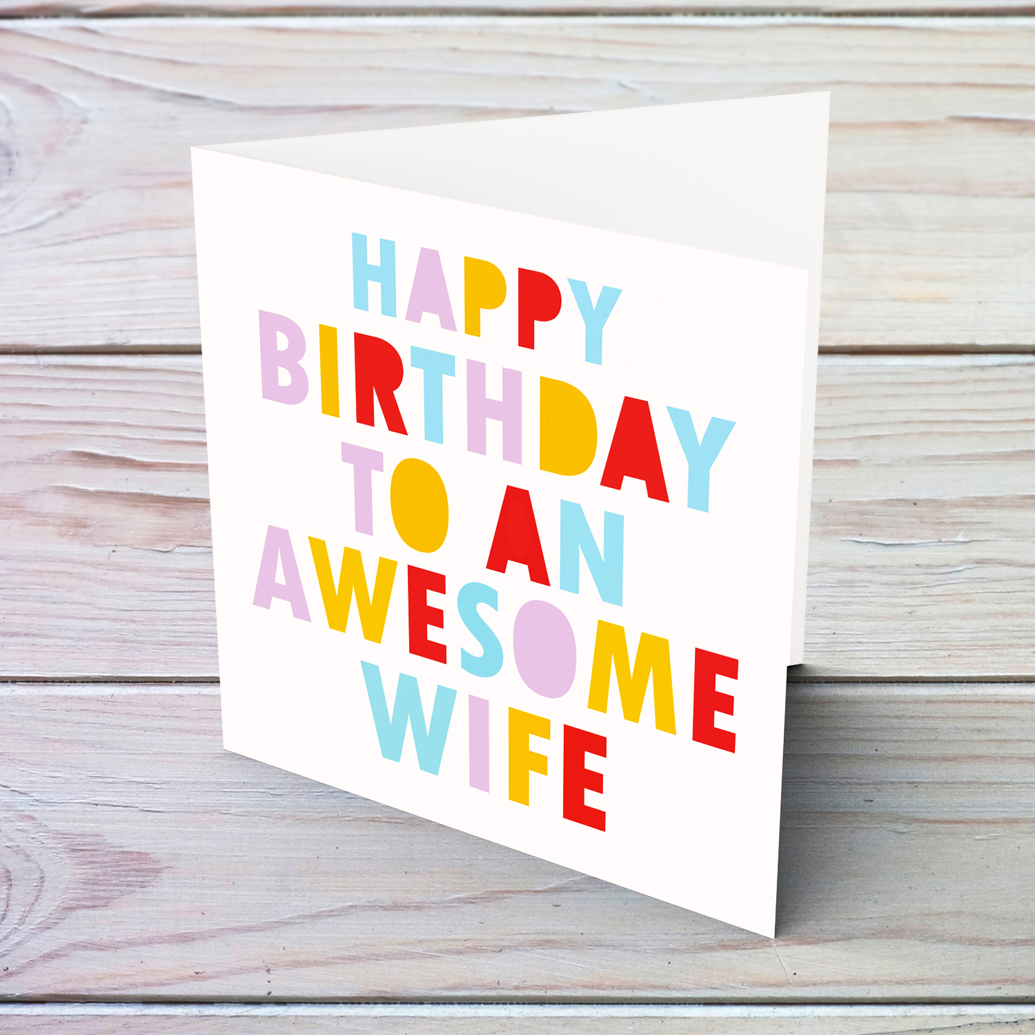 Colourful and fun birthday card for Wife in English