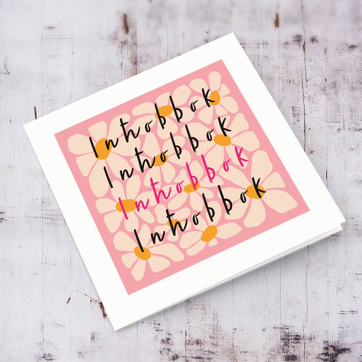 I love you card in floral pink background with a blank message on the inside in Maltese)