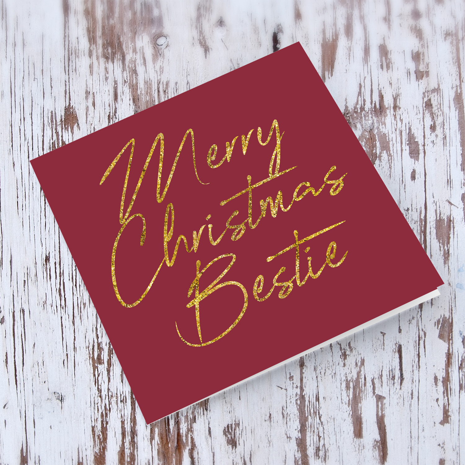 Best friend - Golden glitter Christmas card for your bestie in English