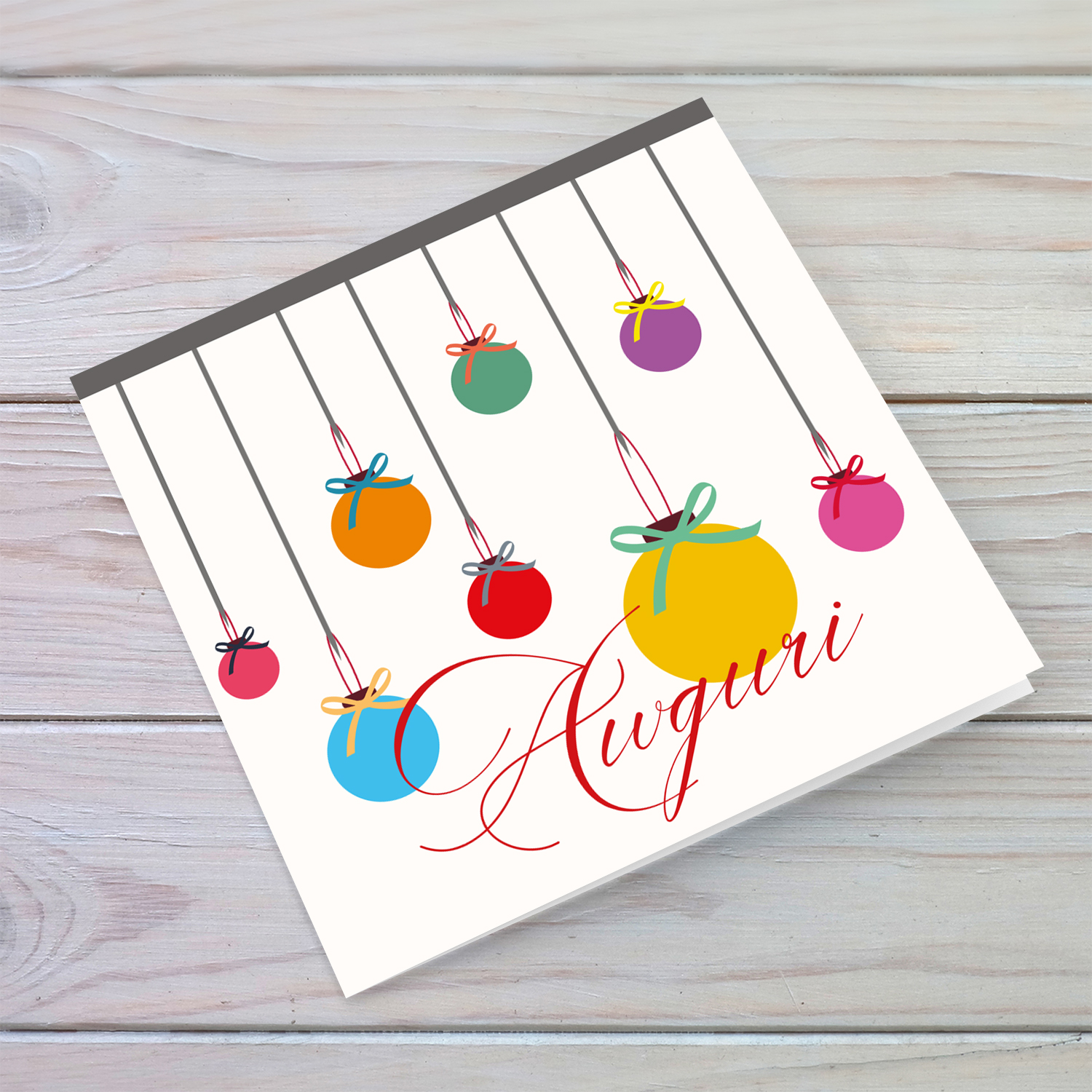Colourful baubles themed Christmas card in Maltese