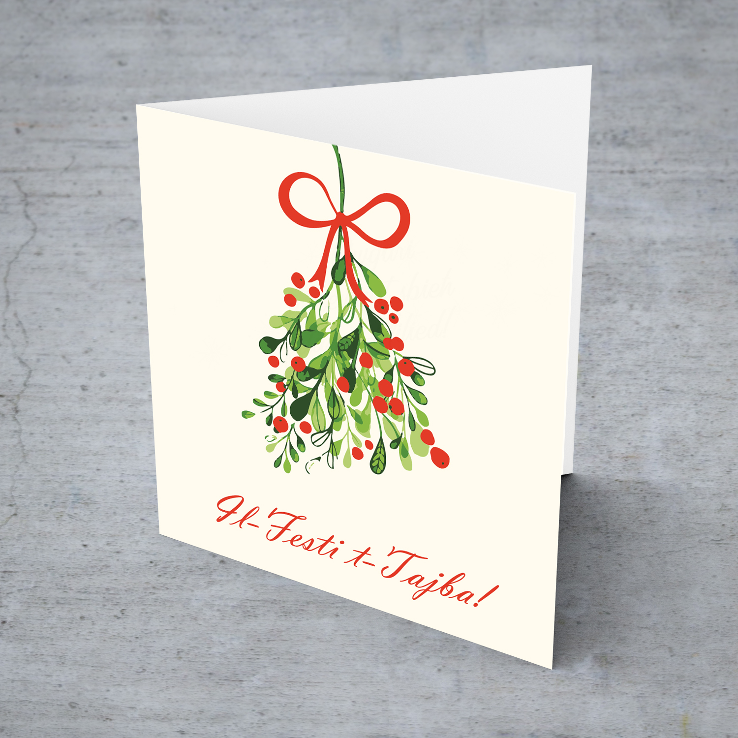 Mistletoe themed Christmas Card in Maltese
