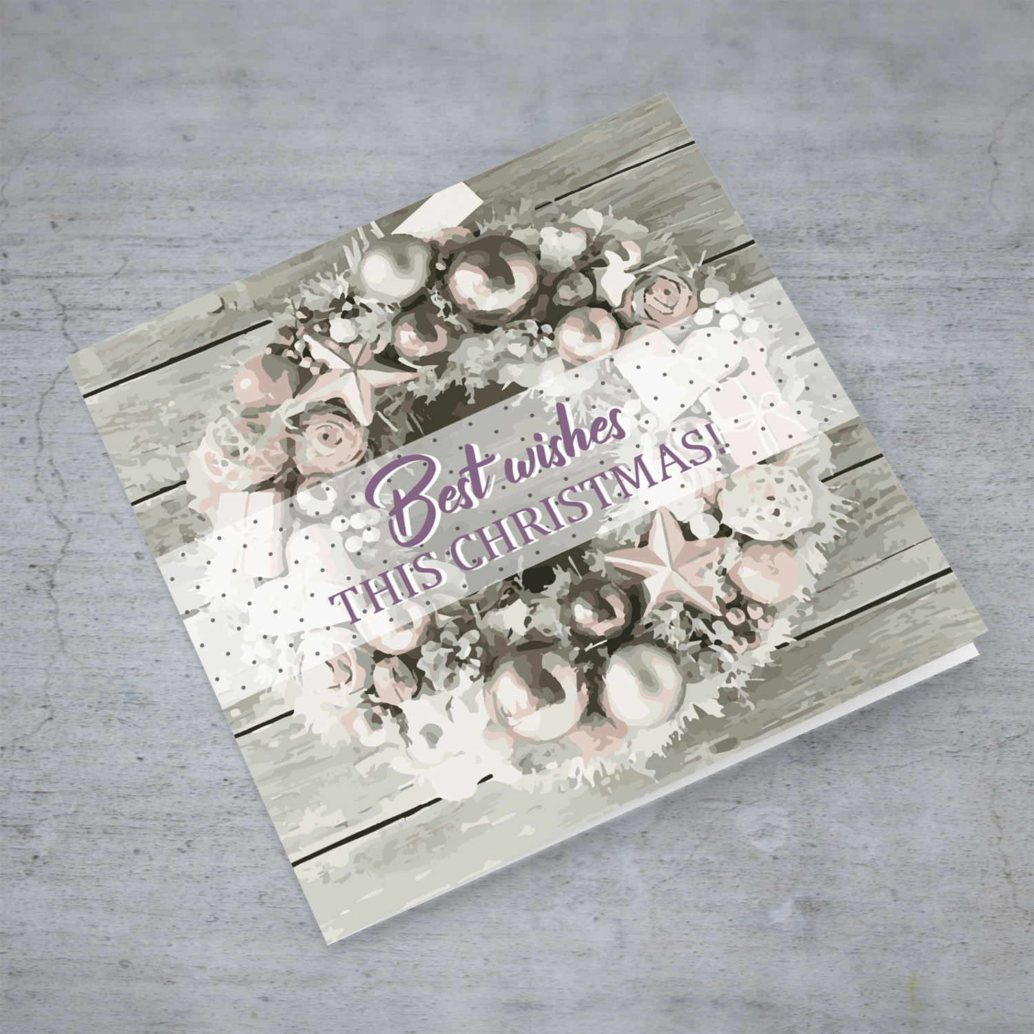 Christmas decoration themed Christmas card in English