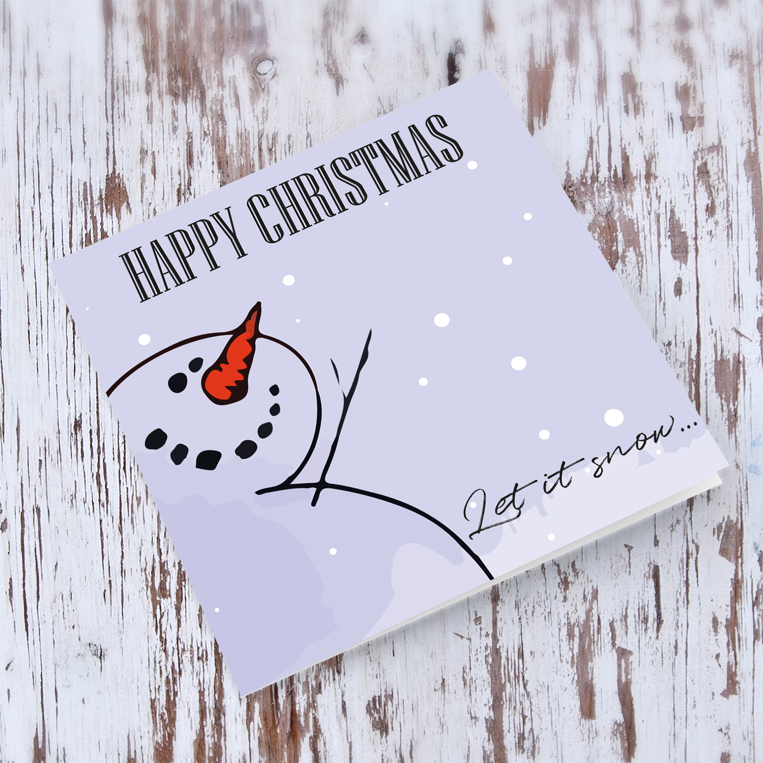 Snowman themed Christmas card in English