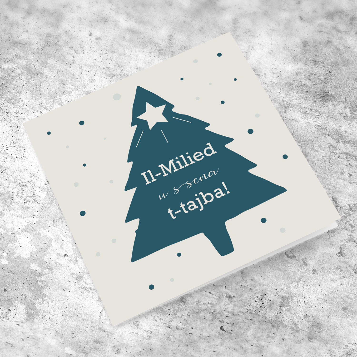 Christmas tree themed Christmas card in Maltese