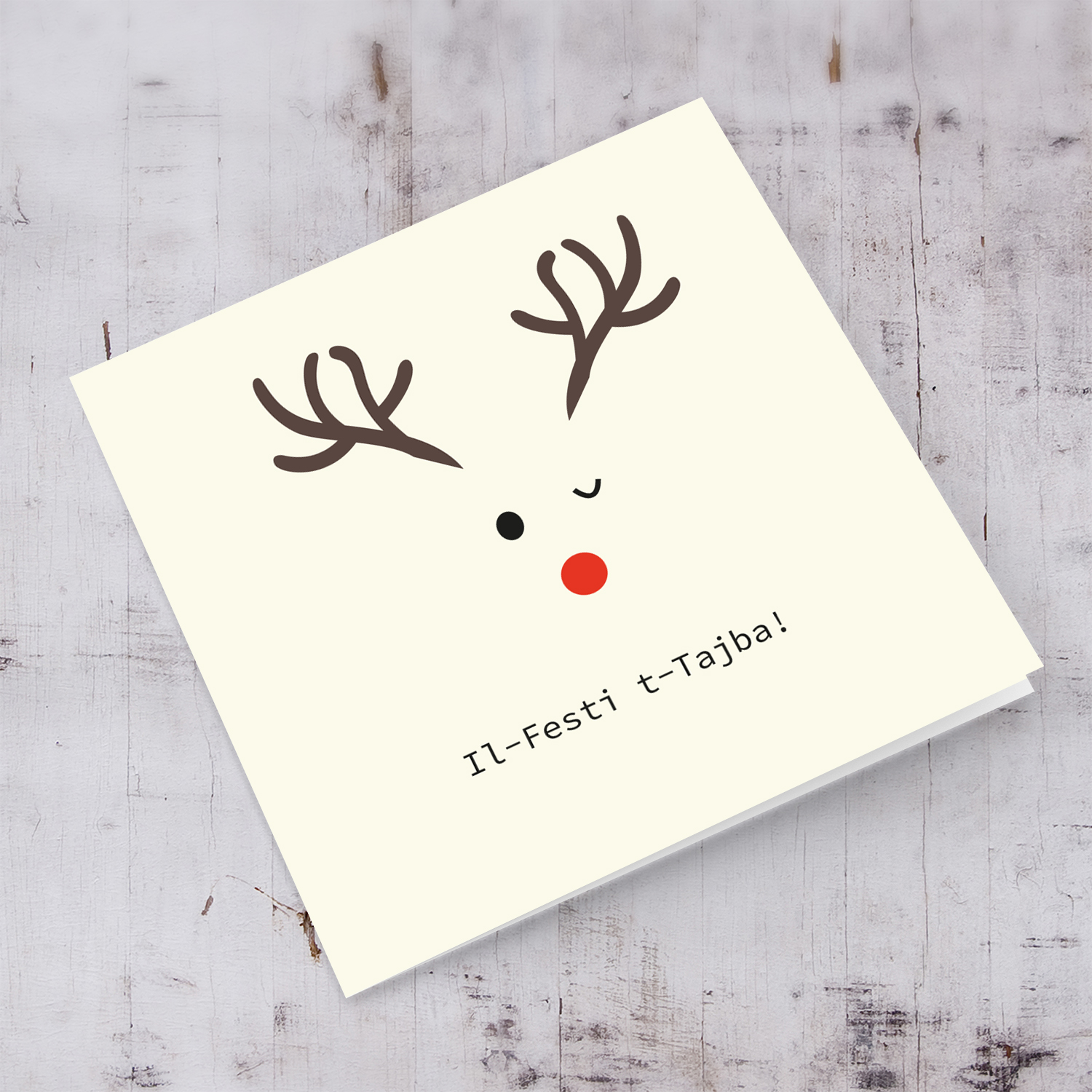 Reindeer themed Christmas card in Maltese