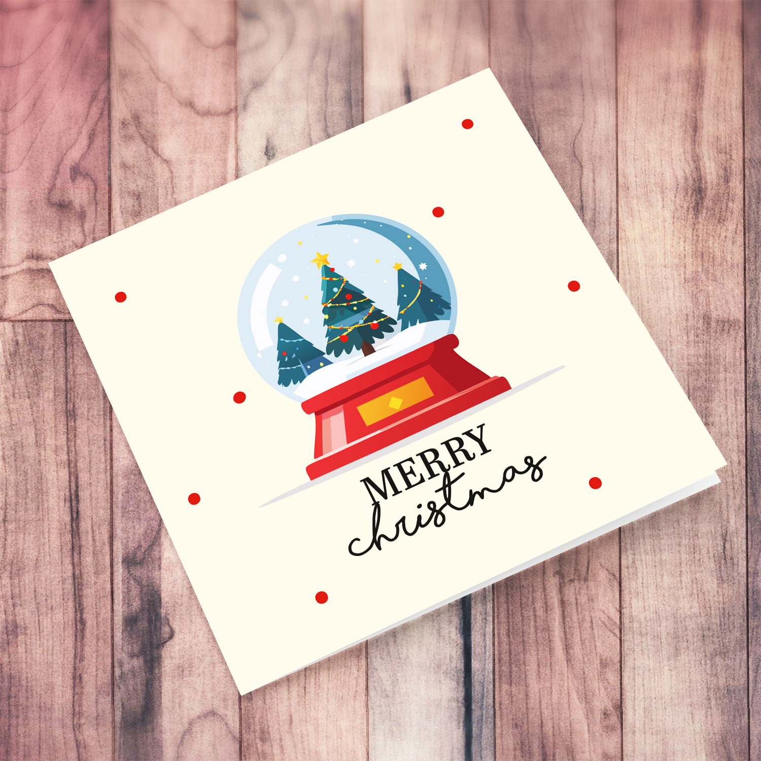 Cute Christmas bauble themed card in black text in English
