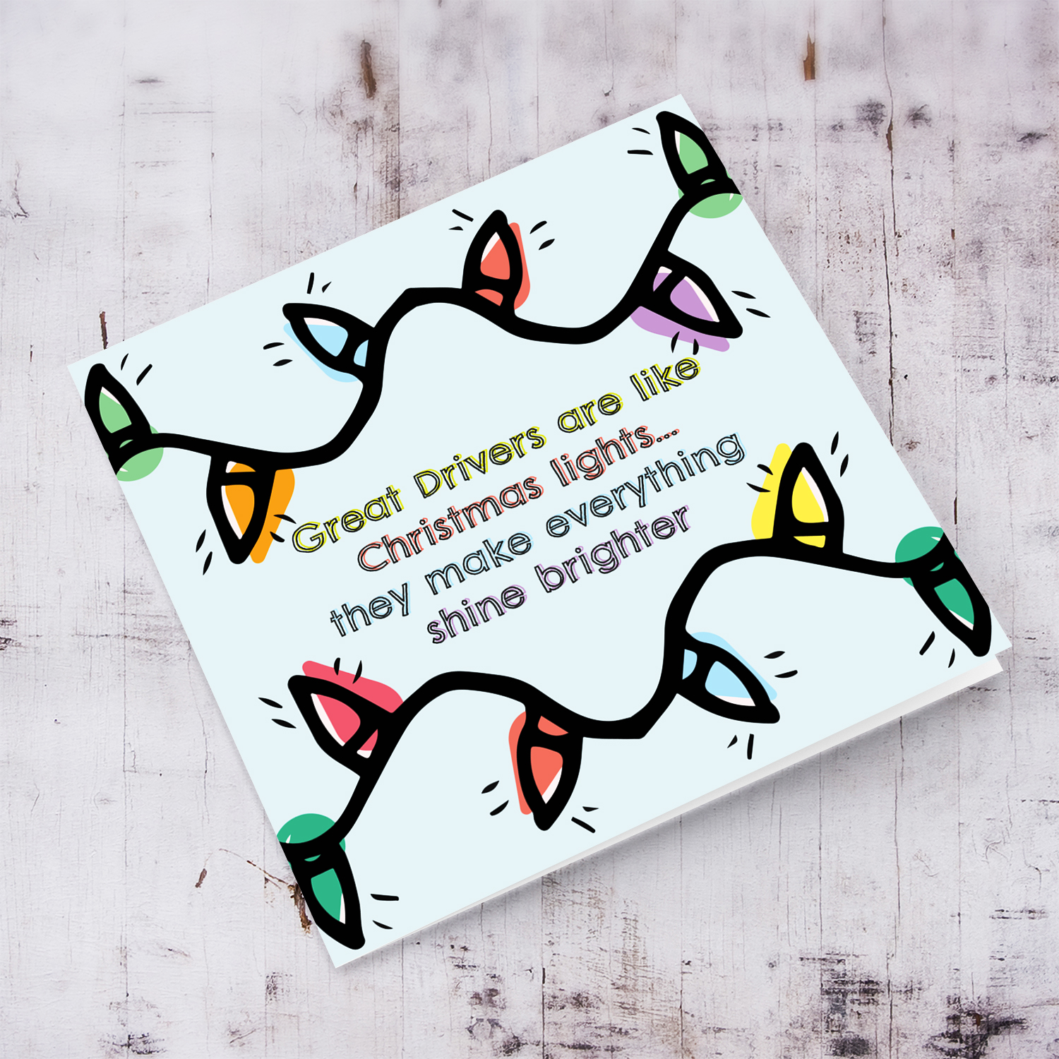 Christmas lights themed Christmas card for driver in English