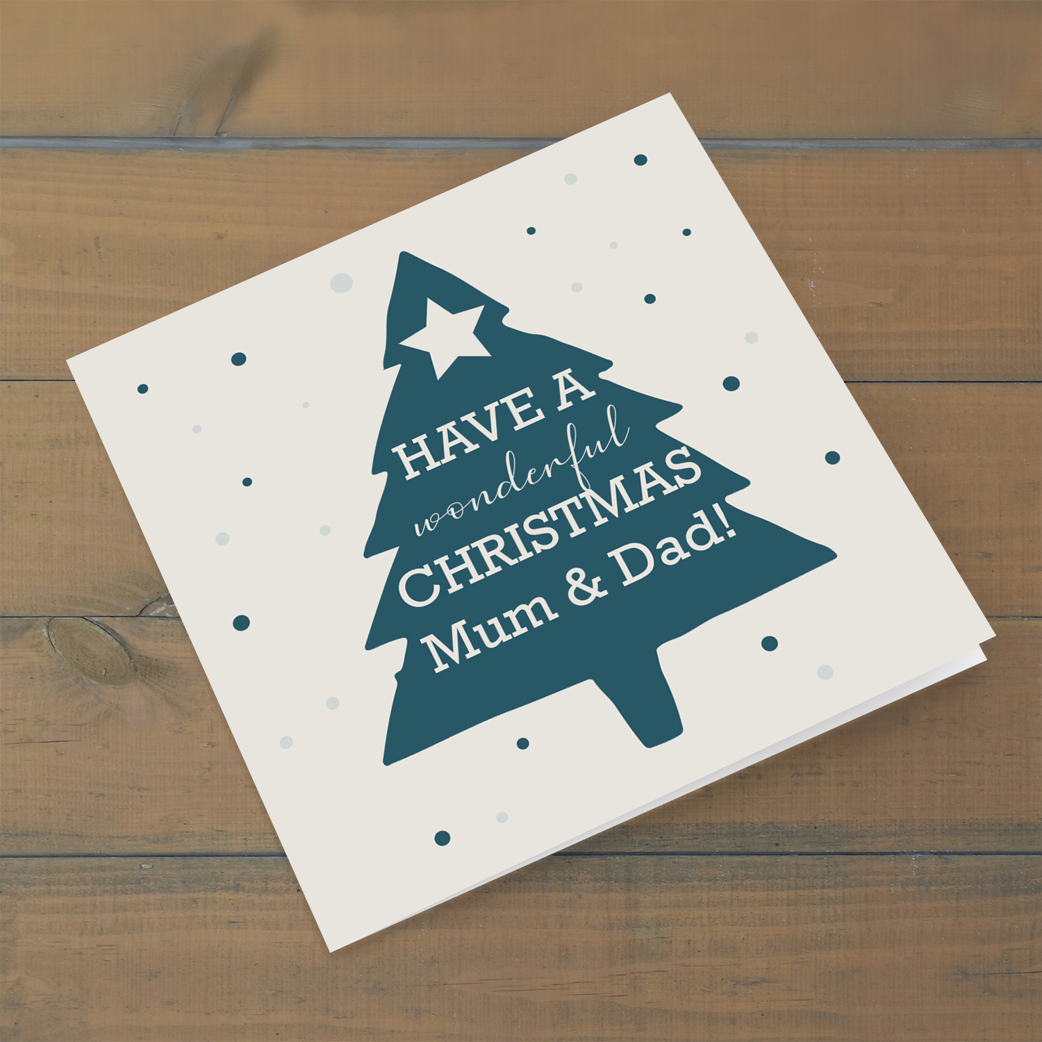 Christmas tree themed Christmas cards for parents in English