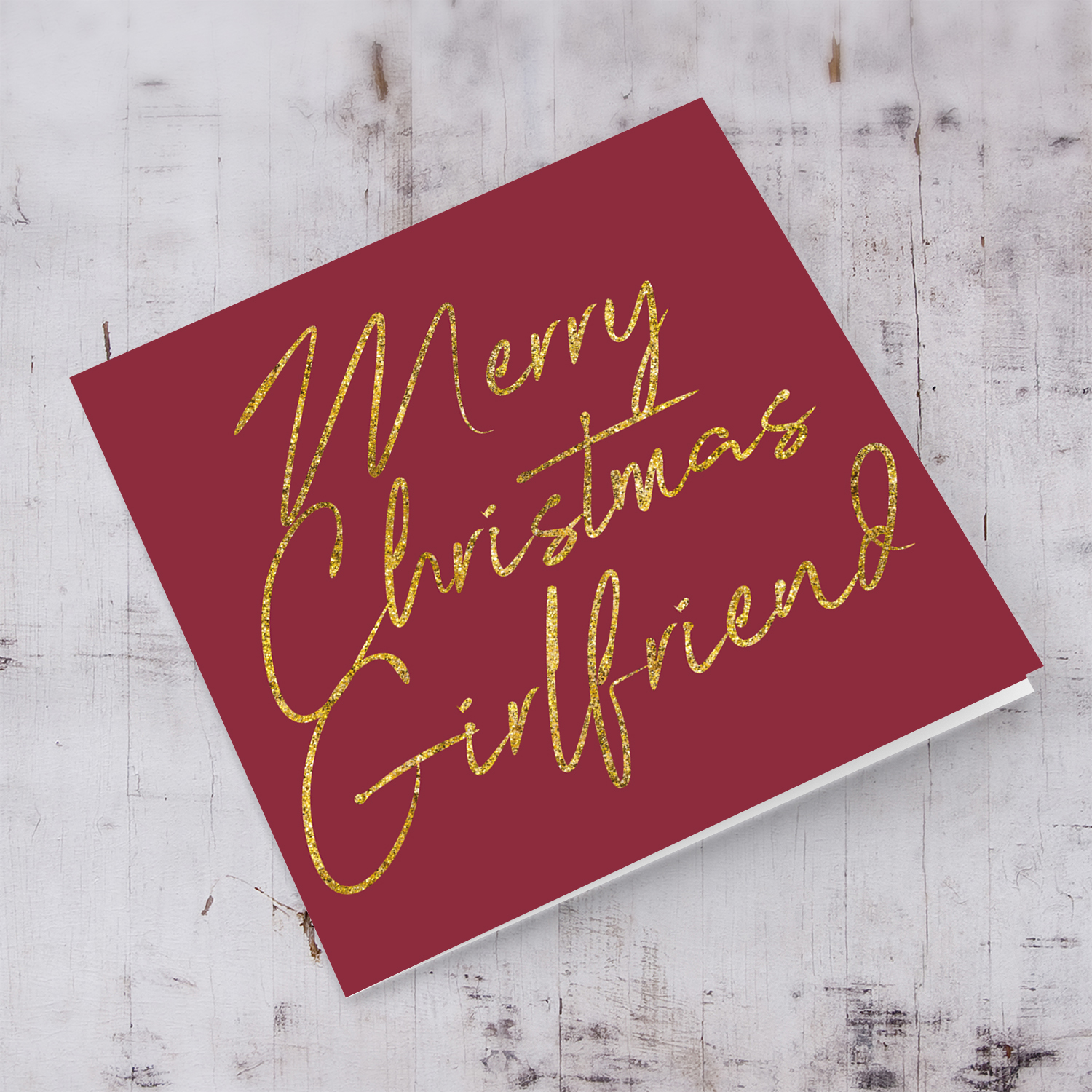 Girlfriend - Golden glitter Christmas card for girlfriend in English