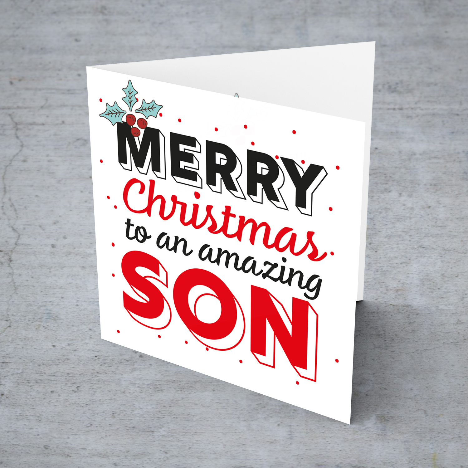 Son - Merry Christmas to an amazing Son Christmas card with holly in English