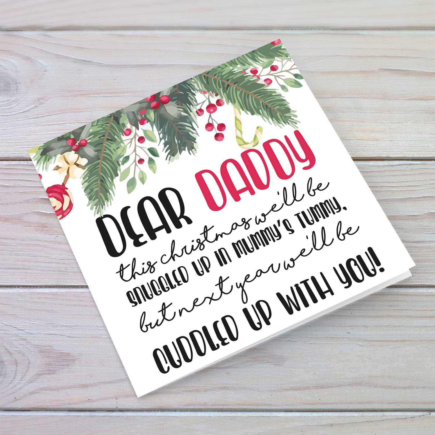 Daddy to be Christmas card (Plural/Twins) in English