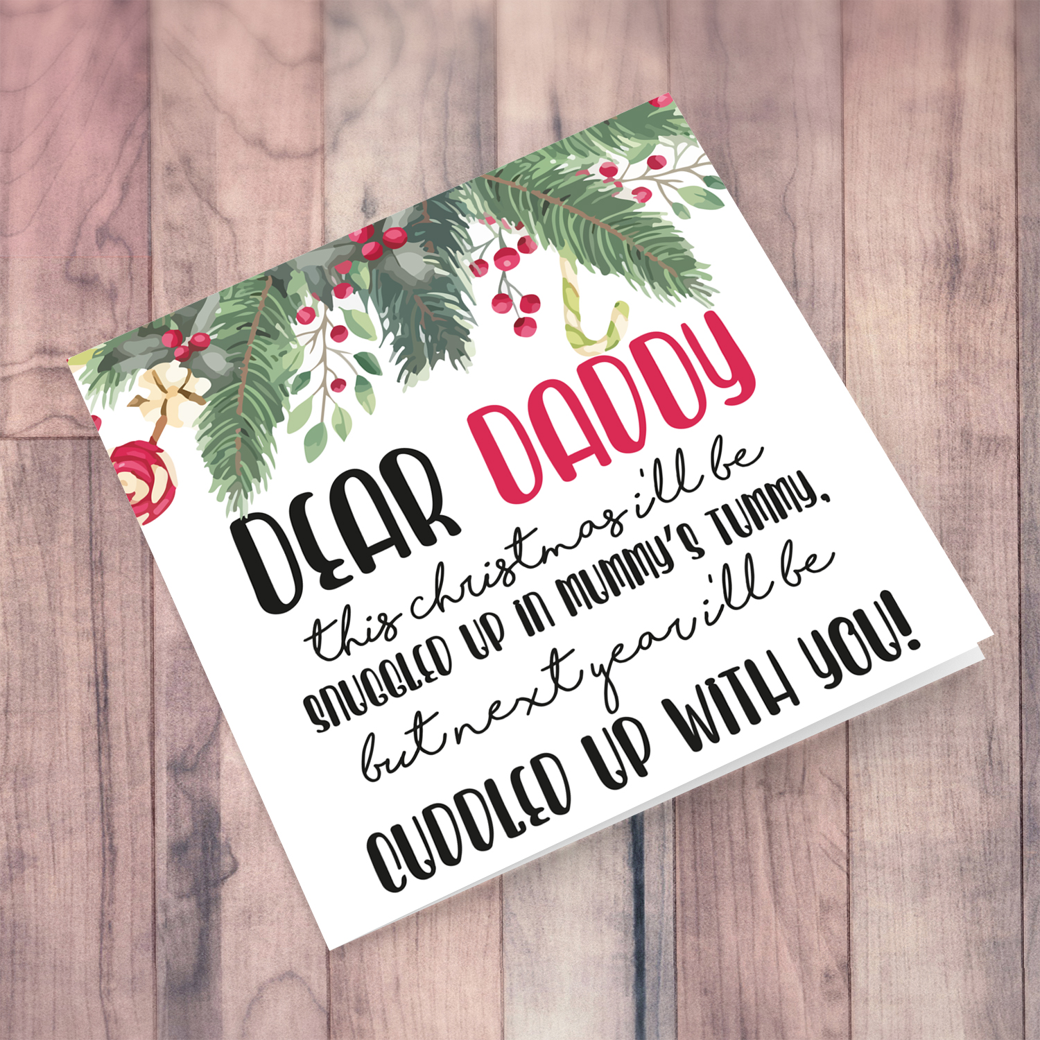 Daddy to be Christmas card (Singular) in English