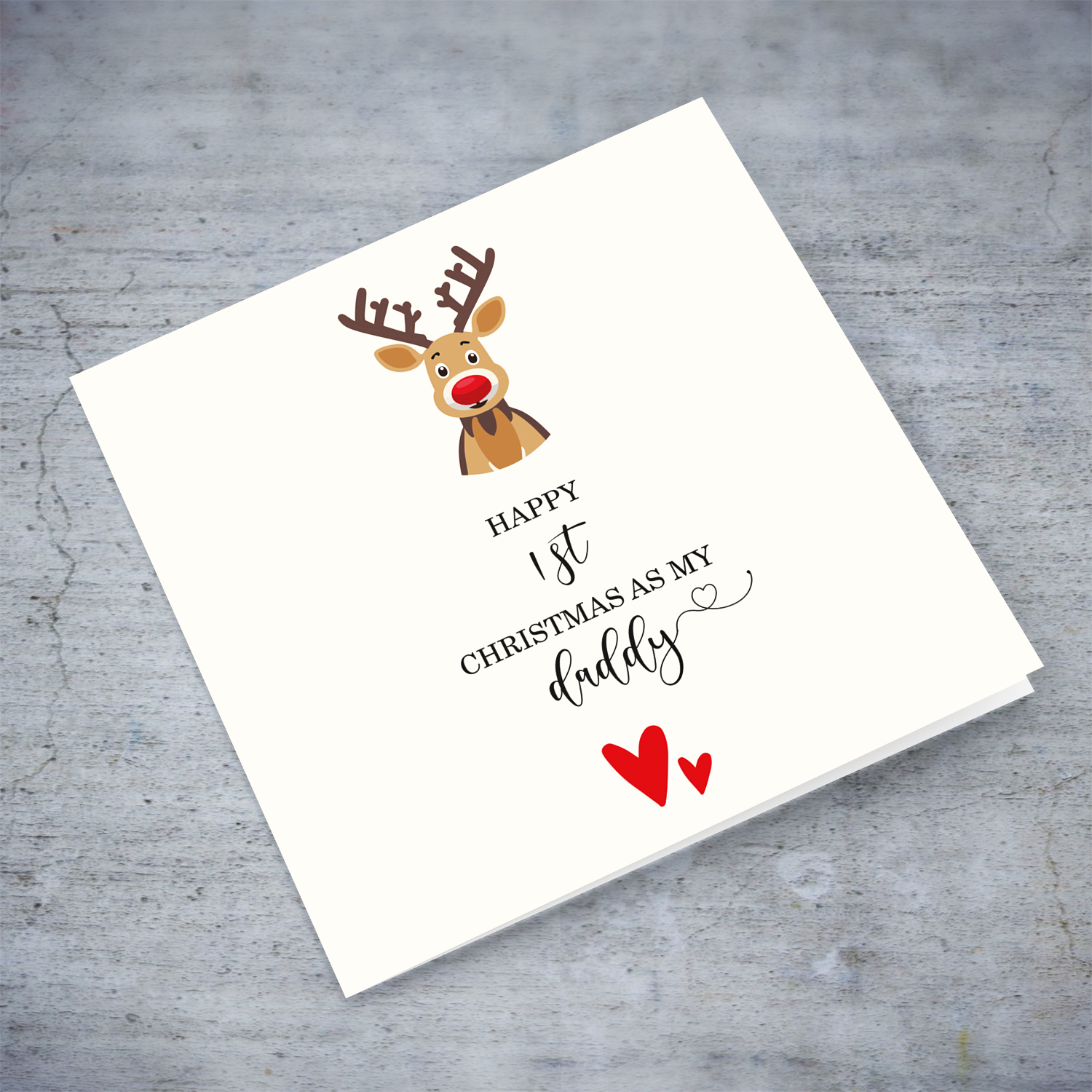 Daddy - First Christmas as my Daddy with cute Reindeer and hearts in English