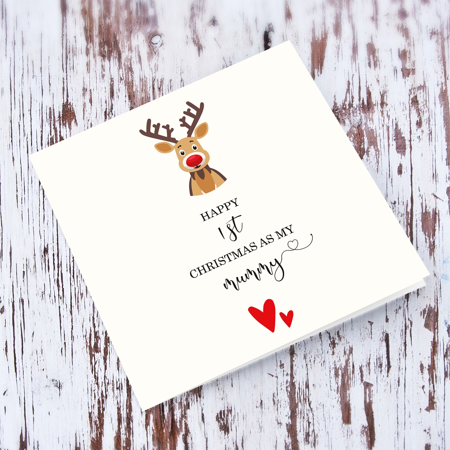 Mummy - First Christmas as my Mummy with cute Reindeer and hearts in English