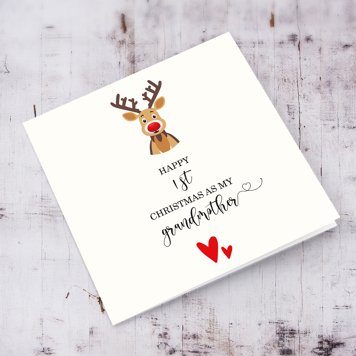 Grandmother - First Christmas as my Grandmother with cute Reindeer and hearts in English