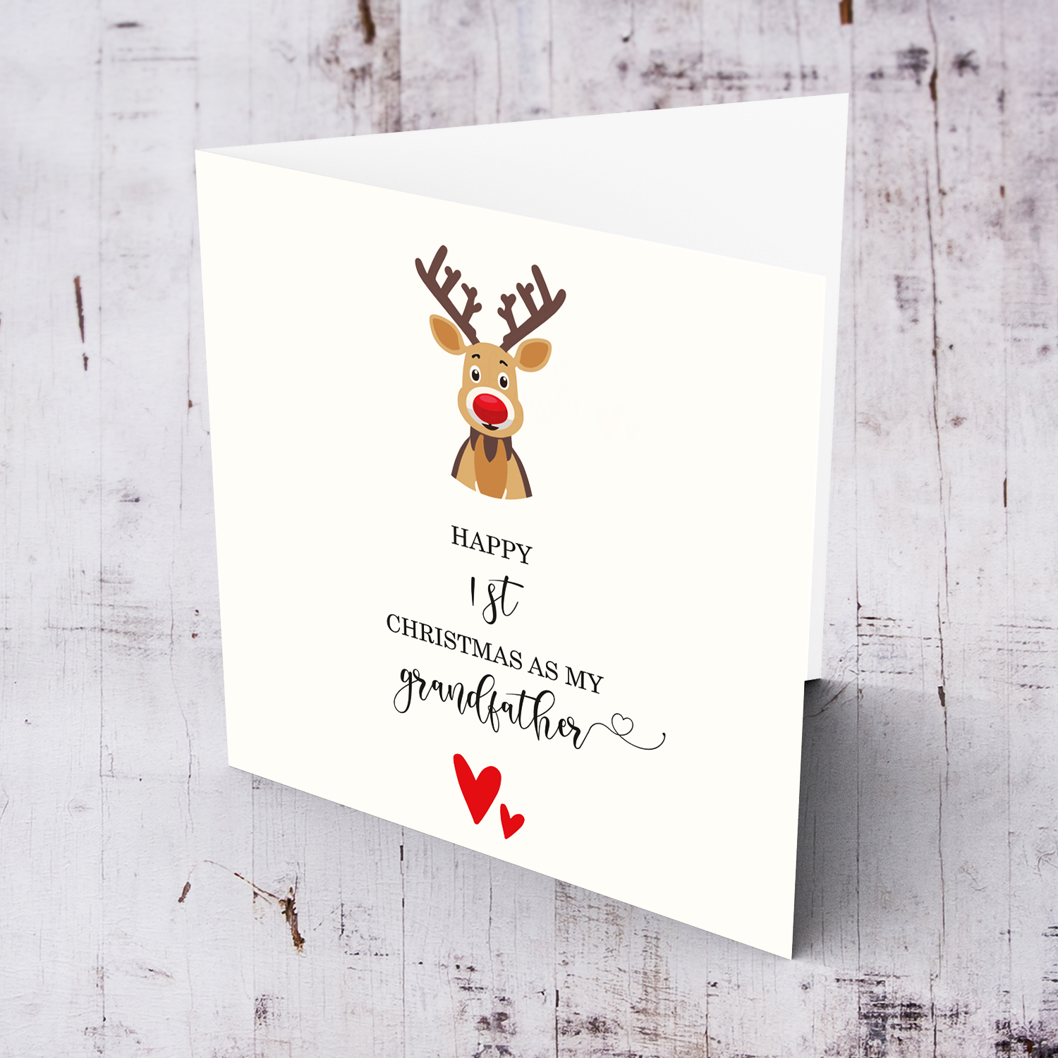 Grandfather - First Christmas as my Grandfather with cute Reindeer and hearts in English