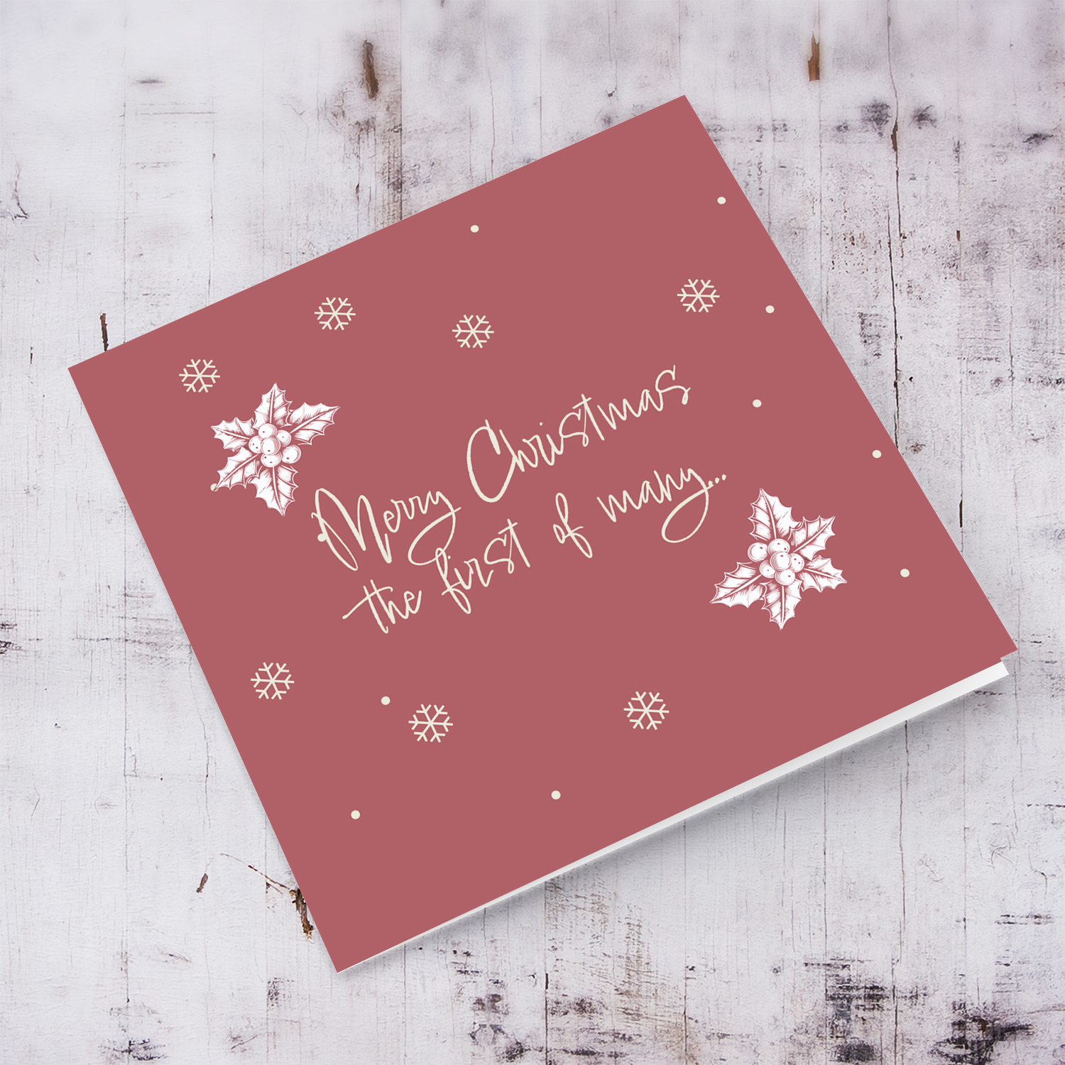 Monochrome & minimalist christmas card in wine / maroon background - the FIRST of many in English